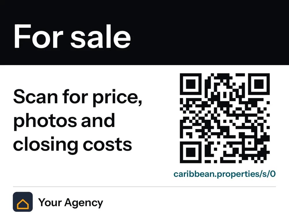 The same yard sign with a dark band, signed with a sample agency's logo and name