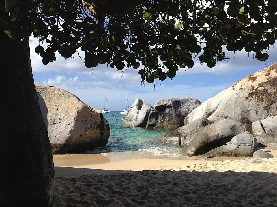 Granite boulders and clear water at The Baths, Virgin Gorda
