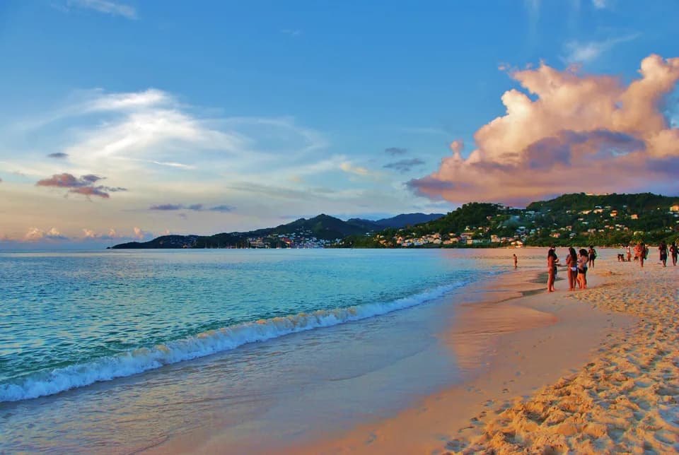 The curve of Grand Anse Beach near St George's, Grenada