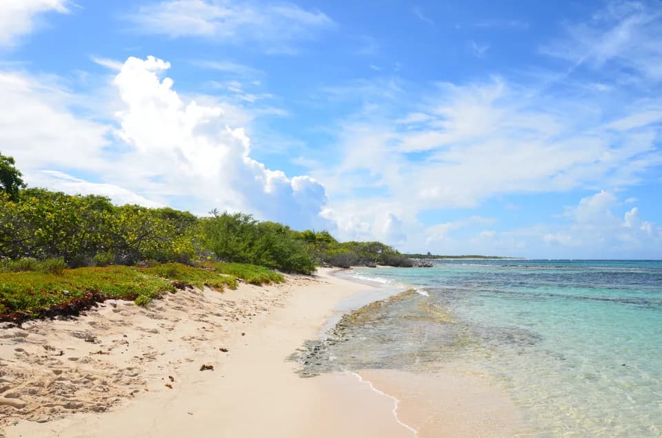 The empty beach on the Petite-Terre islets off Guadeloupe