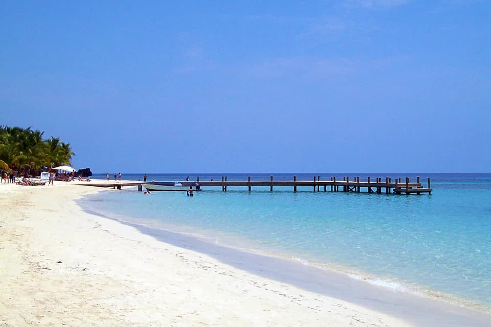 The empty pier at West Bay Beach, Roatán, Honduras