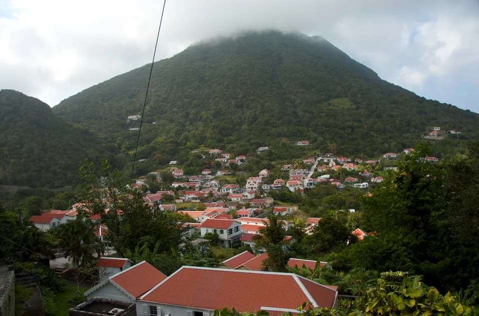 The village of Windwardside below Mount Scenery, Saba