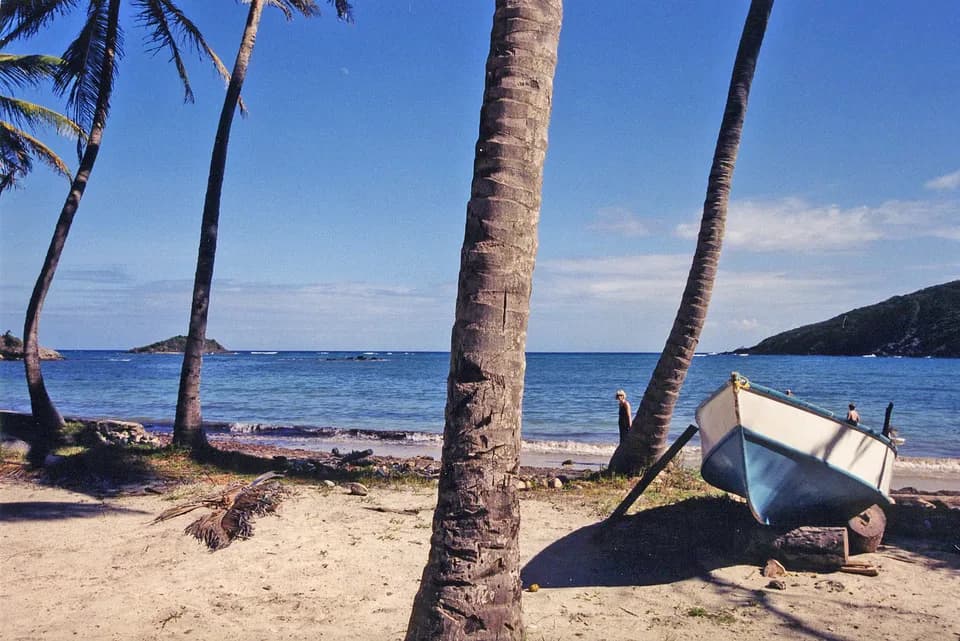 Boats anchored in Admiralty Bay off Bequia, Saint Vincent and the Grenadines