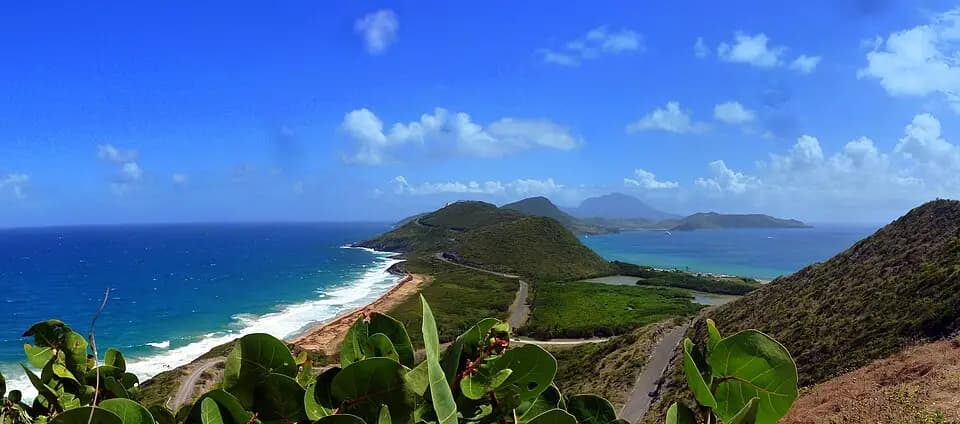 The southern tip of St Kitts, looking across the water towards Nevis
